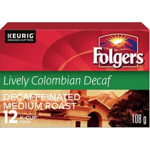 FOLGERS LIVELY COLUMBIAN DECAF 12.000EA